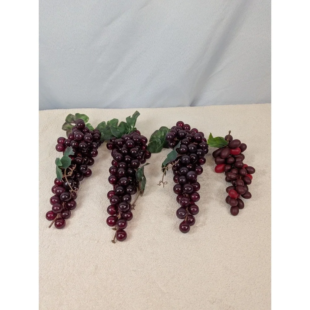 Vintage‎ Artificial Purple Grapes Clusters Lot of 4 Faux Fruit MCM Kitchen Decor